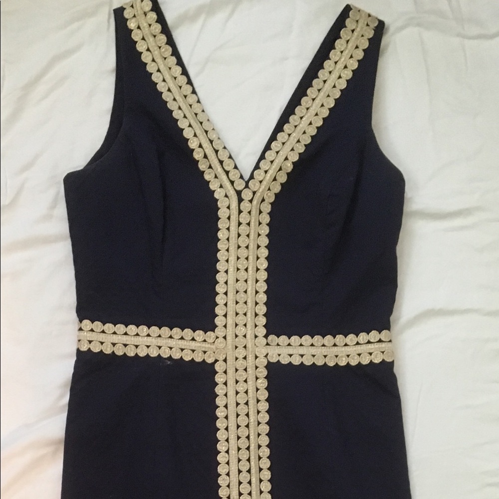 Navy and gold Lilly Pulitzer cocktail dress